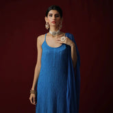 Imperial Blue Strappy Chikankari Kurta Set